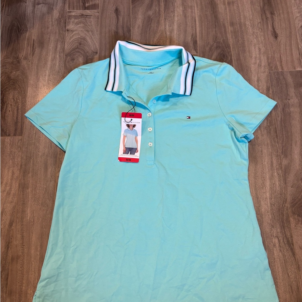 Tommy Hilfiger Women's Aqua Button Down Shirt